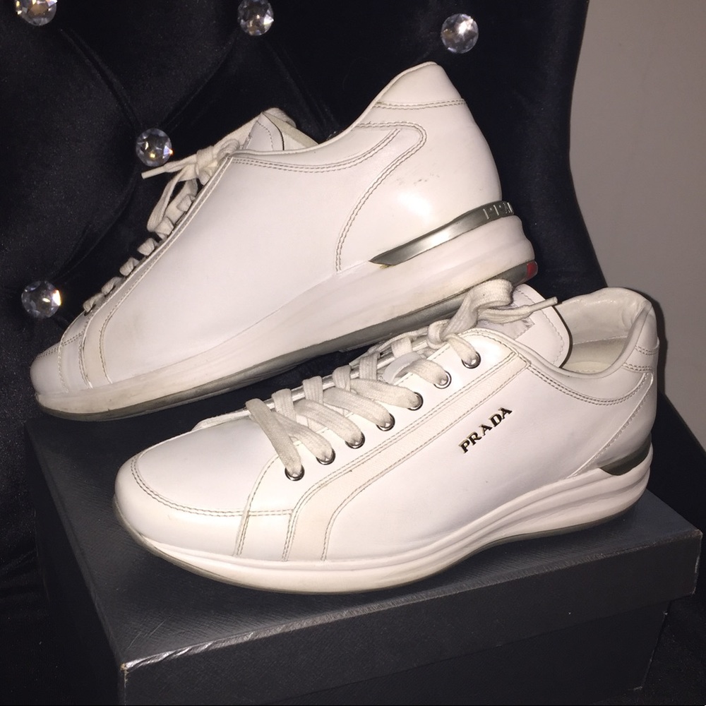 white Prada sneakers size 41 11us Authentic